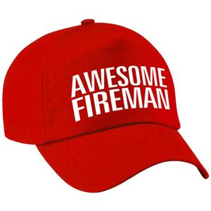 Awesome fireman pet / cap rood voor heren - Geweldige brandweerman cadeau - Verkleedhoofddeksels