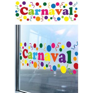 Carnaval/party decoratie raamsticker  - gekleurde letters - versiering - 75 x 25 cm - Feestdecoratieborden