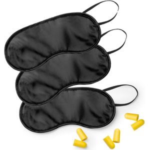 Slaapmasker - Zwart - Microfiber - Verduisterend met Oordoppen