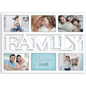 Multi fotolijst Family wit met 6 lijstjes geschikt voor een foto van 10 x 15 cm - Fotolijsten