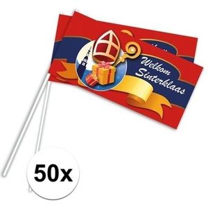 Sint en Piet zwaaivlaggetjes 50 stuks - zwaaivlaggen