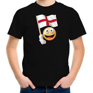 Engeland supporter / fan emoticon t-shirt zwart voor kinderen 122/128