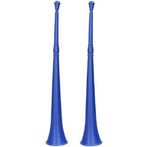 Set van 2x stuks vuvuzela grote party/feest blaastoeter 48 cm blauw