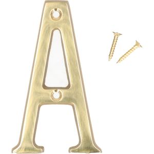 AMIG Huisnummer/letter A - massief messing - 10cm - incl. bijpassende schroeven - gepolijst - goudkl - Huisnummers