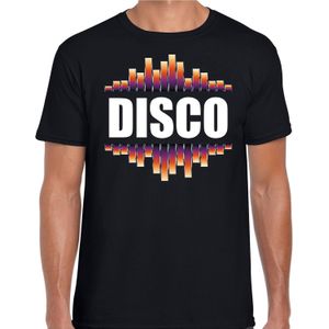 Disco fun tekst t-shirt zwart heren - Feestshirts