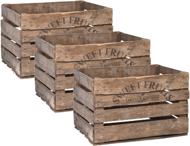 Set van 3x stuks houten opberg fruitkisten/kratten 42 x 51 cm -  Opbergkisten kopen? | beslist.nl
