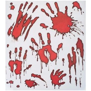 Horror raamstickers bloedende handafdrukken 30 x 40 cm halloween decoratie - Feeststickers