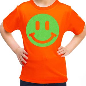 Verkleed T-shirt voor meisjes - smiley - oranje - carnaval - feestkleding voor kinderen - Feestshirts