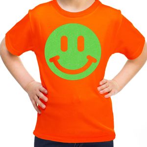 Verkleed T-shirt voor meisjes - smiley - oranje - carnaval - feestkleding voor kinderen - T-shirts