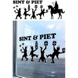 Sint en Piet zelfklevende raamsticker zwart 90 x 32 cm - Feeststickers