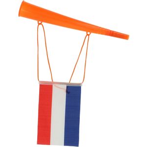 Supporters blaastoeter met Nederlandse vlag - oranje - kunststof - 36 cm - Speelgoedinstrumenten