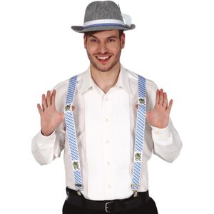 Verkleed bretels voor volwassenen - blauw/wit - Oktoberfest - verkleed accessoires - carnaval - bier - Verkleedbretels