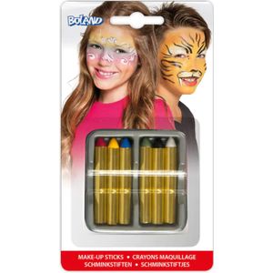 Schminkkrijtjes - 6x - gekleurd - schminkset/schminkstiften - Carnaval/Halloween - Schmink