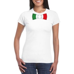 Wit t-shirt met Italie vlag strikje dames - Feestshirts