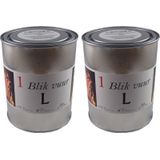 2x blik vuur tuinfakkel - 11 x 13 cm - 5-8 branduren - verlichting in blik - tuinkaars - Fakkels
