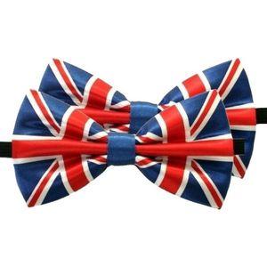 2x Carnaval/feest vlinderstrik/vlinderdas Groot-britannie 12 cm verkleedaccessoire voor volwassenen - Verkleedstrikjes