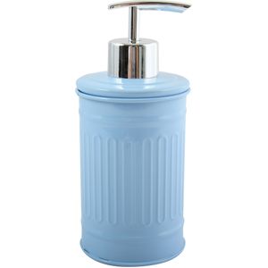 MSV Zeeppompje/dispenser - Industrial - metaal - pastel blauw/zilver - 7.5 x 17 cm - 250 ml