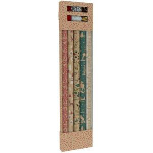 Kerst inpakpapier/cadeaupapier set - 11-dlg - kraft  - Cadeaupapier