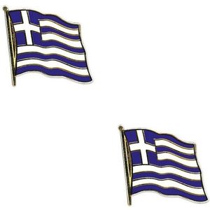2x stuks pin broche speldje Vlag Griekenland 20 mm - Decoratiepin/ broches