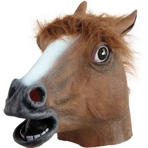 Rubberen paarden maskers bruin - Verkleedmaskers