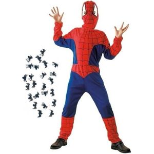 Carnavalskleding spinnenheld kostuum met spinnetjes maat L voor kids - Carnavalskostuums