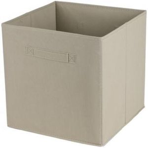 Opbergmand/kastmand Square Box - karton/kunststof - 29 liter - licht beige - 31 x 31 x 31 cm - Opbergmanden