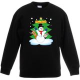 Kersttrui sneeuwpop en vriendjes zwart kinderen - kerst truien kind