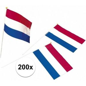 200x Holland feest vlaggetjes rood/wit/blauw - Vlaggen