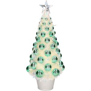 Complete mini kunst kerstboom / kunstboom groen met lichtjes 40 cm - Kunstkerstboom