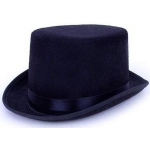 Zwarte hoge hoed van vilt - Verkleedhoofddeksels