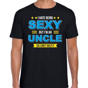 Hate being sexy but Im an uncle / Haat sexy zijn maar ben oom cadeau t-shirt zwart voor heren - Feestshirts