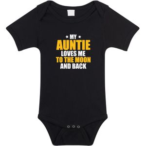 Auntie loves me to the moon tante cadeau baby rompertje zwart jongen/meisje - Feest rompertjes