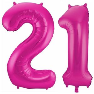 Feestartikelen roze folie ballonnen 21 jaar decoratie - Ballonnen