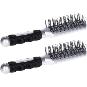 Hairmaster - Haarborstel - Zilver - 2x - 23 x 5 cm - Kunststof