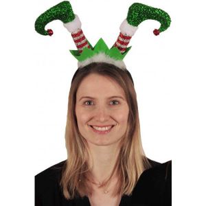 Kerst haarband/diadeem elfen beentjes groen - Verkleedattributen