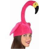 Verkleed funny hoedje Flamingo kop - dier/vogel- volwassenen - Carnaval/Tropical/Hawaii thema - Verkleedhoofddeksels