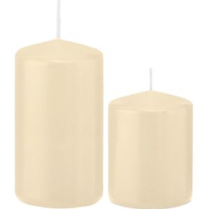 Trend Candles - Stompkaarsen set 4x stuks creme wit 8 en 12 cm