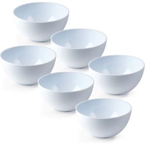 Plasticforte kommetjes/schaaltjes - 6x - dessert/ontbijt - kunststof - D14 x H6 cm - ivoor wit - BPA vrij