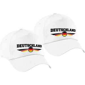 2x stuks duitsland / Deutschland landen pet / baseball cap wit kinderen - Verkleedhoofddeksels