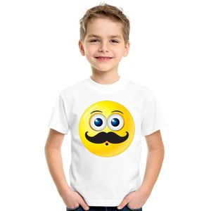 Emoticon t-shirt snor wit kinderen - T-shirts