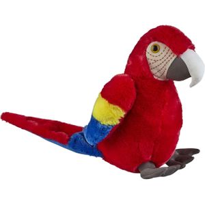 Pluche Knuffel Dieren Rode Macaw Papegaai Vogel van 30 cm - Speelgoed Knuffels Vogels