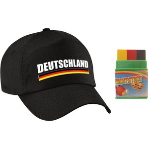 Duitsland / Deutschland landen supporters baseballcap zwart volwassenen met vlag schmink - Verkleedhoofddeksels