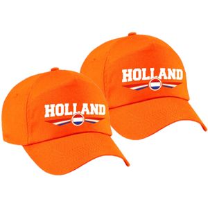 2x stuks nederland / Holland landen pet / baseball cap oranje volwassenen - Verkleedhoofddeksels