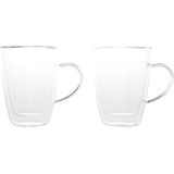 Set van 4x dubbelwandige koffie/thee glazen 250 ml - Transparant - Thee bekers en glazen