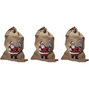 3x Kerstkado zakken voor de kerstman - Feestdecoratievoorwerp