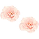 6x stuks roze rozen kerstversiering clip decoratie 12 cm - Kersthangers