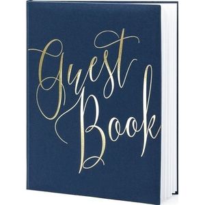 Gastenboek navy blauw/goud 20 x 25 cm - Gastenboeken