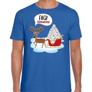 F#ck coronavirus fout Kerstshirt / outfit blauw voor heren - kerst t-shirts