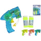 Bellenblaas speelgoed pistool - met vullingen - blauw - 15 cm - plastic - bellen blazen - Bellenblaas