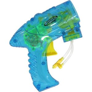 Bellenblaas speelgoed pistool - met vullingen - blauw - 15 cm - plastic - bellen blazen - Bellenblaas